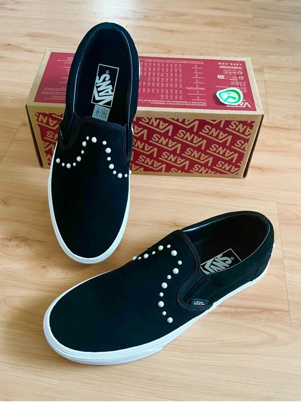 Vans Classic Slip-On Suede Pearl Black Shoes Women 9.0US